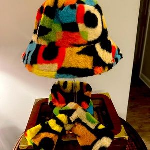 NEON Colorful Plush Bucket Hat & Scarf